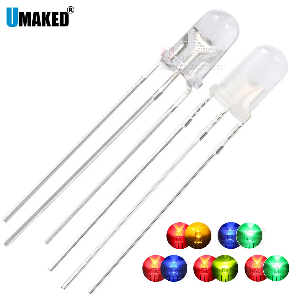 

1000pcs F5 5MM 3Pins dual Two Color led diodes Common Anode/Cathode LED Red Blue/Green/Yellow/Jade Green Bi-Color Diodes Lamp