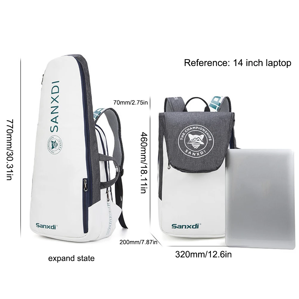 Large Capacity Tennis Racquet Backpack Women Men Teenager Badminton Racket Bag Waterproof Sports Rucksack with Shoes Compartment