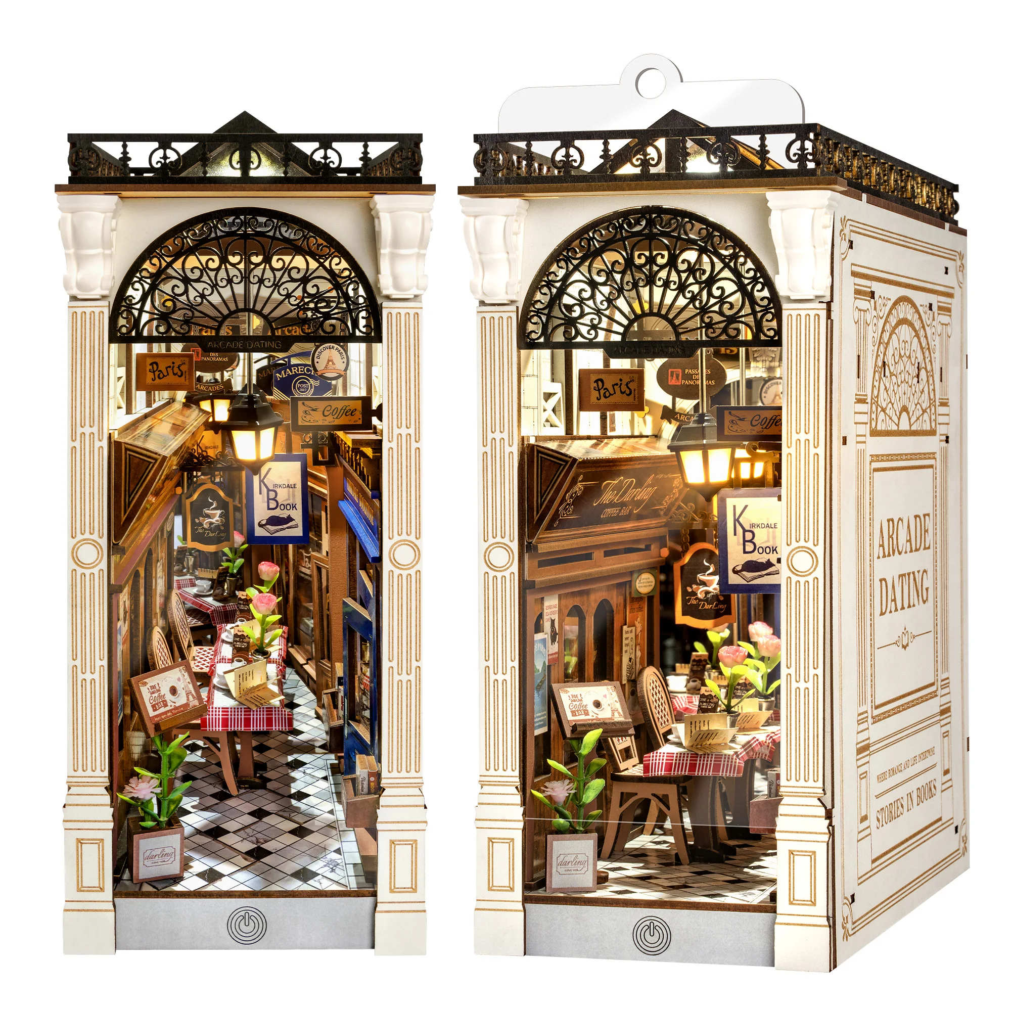 

Набор для сборки книжной полки Rolife DIY Book Nook Kit: деревянная 3D-модель-пазл «Аркада для свиданий», миниатюрный кукольный домик, подставка для книг со светодиодной подсветкой для декора книжной полки