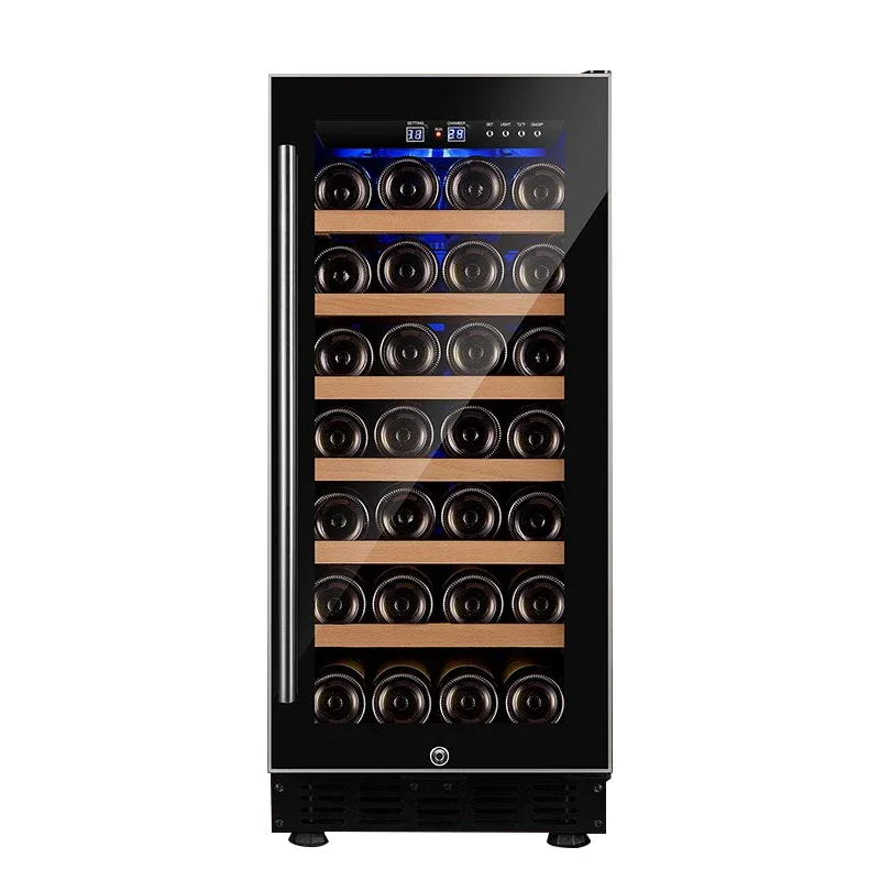 MUXUE Mini 1 Glass Door Wine Refrigerator Fridge 33 Bottles Wine Cooler 90L Wine Chiller For Supermarket Bar Hotel