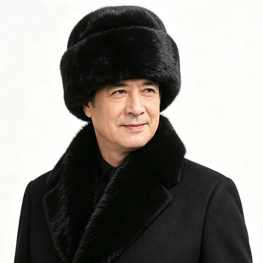 Men's Thickened Winter Duke Hat, Warm Ushanka Landlord‑style Cap For Middle‑aged And Elderly People