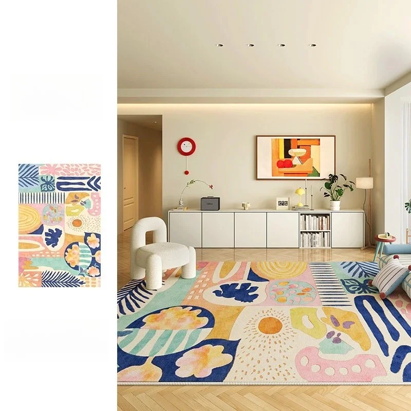 VIKAMA Non-Slip Dopamine Color Rug Washable Soft Large Area Mat For Living Room Bedroom Decor Home Decoration