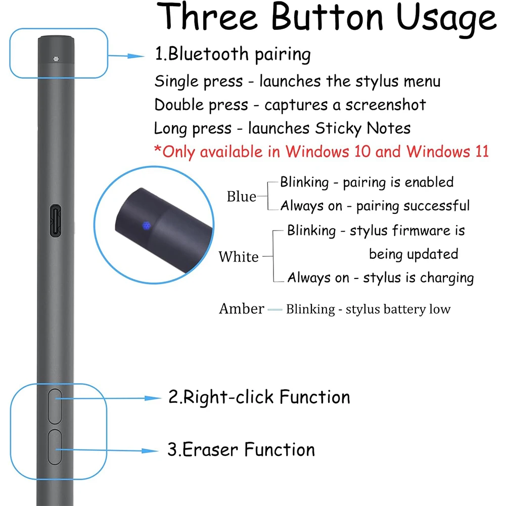 

PN7522W Rechargeable Active Pen Laptop Pen 4096 Level Pressure Sensitivity Touch Screen Stylus Pen for Dell Latitude 5310 2 in 1