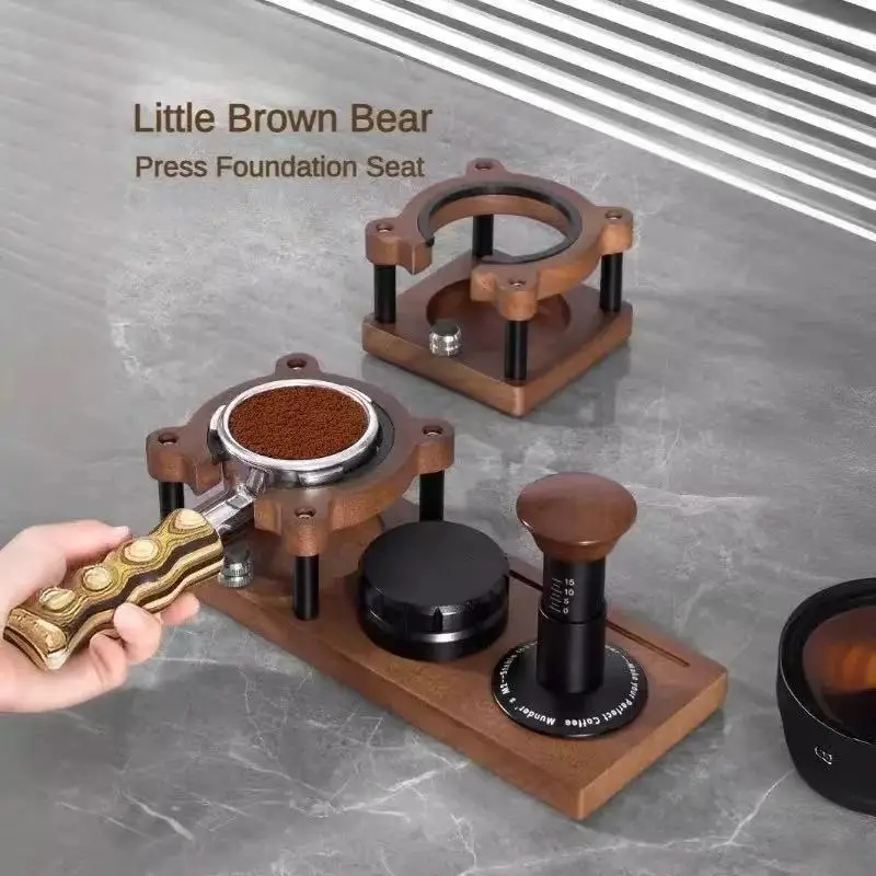 Walnut Coffee Tamper Mat Stand Portafilter Holder Base Multifunctional Espresso Tamping Rack Barista Accessory 51MM-58MM