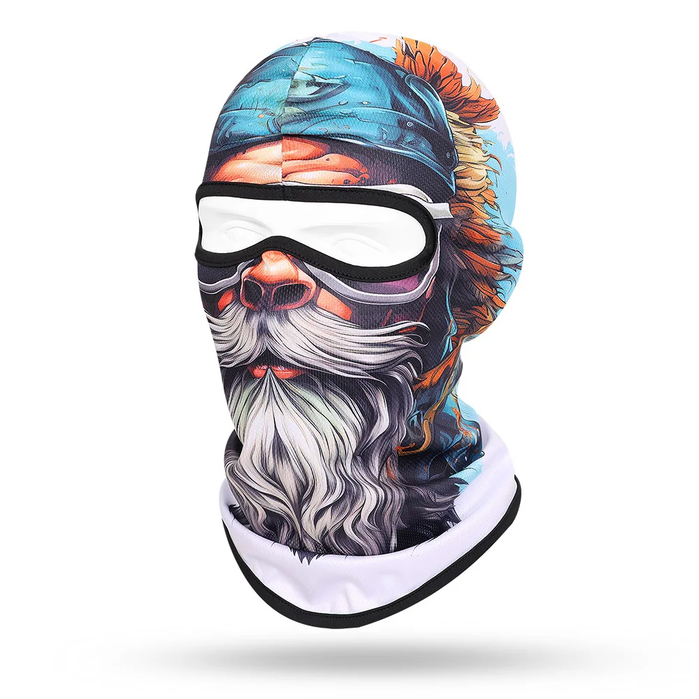 Beard Old Men Balaclava Skull Full Face Cap New 3D Print Elastic Dry Quick Masks Hat Motorcycle Helmet Liner Biker Neck Warmer