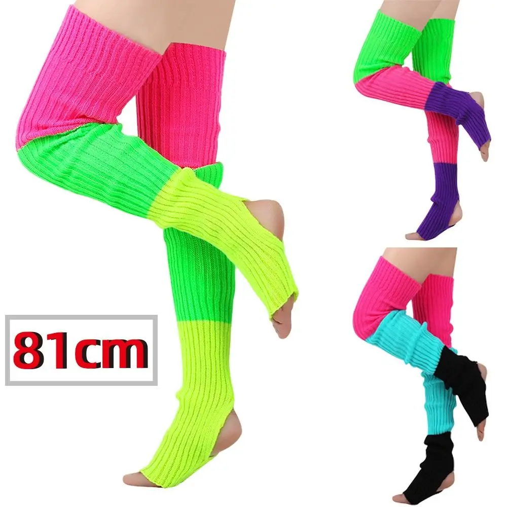 

Fashion Knitted Wool Knitted Gaiter Leg Socks Extended 81cm Above Knee Ankle Leggings Elastic Colorful Women Stockings