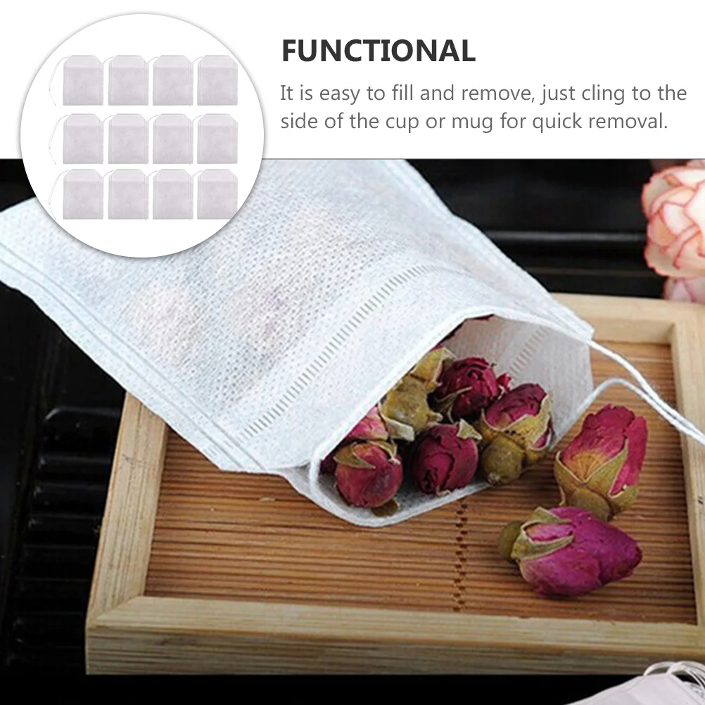 

300Pcs Drawstring Disposable Non-Woven Tea Bags Filter Bags for Loose Leaf Tea Herbal Powder Decoction Bag for Decocting