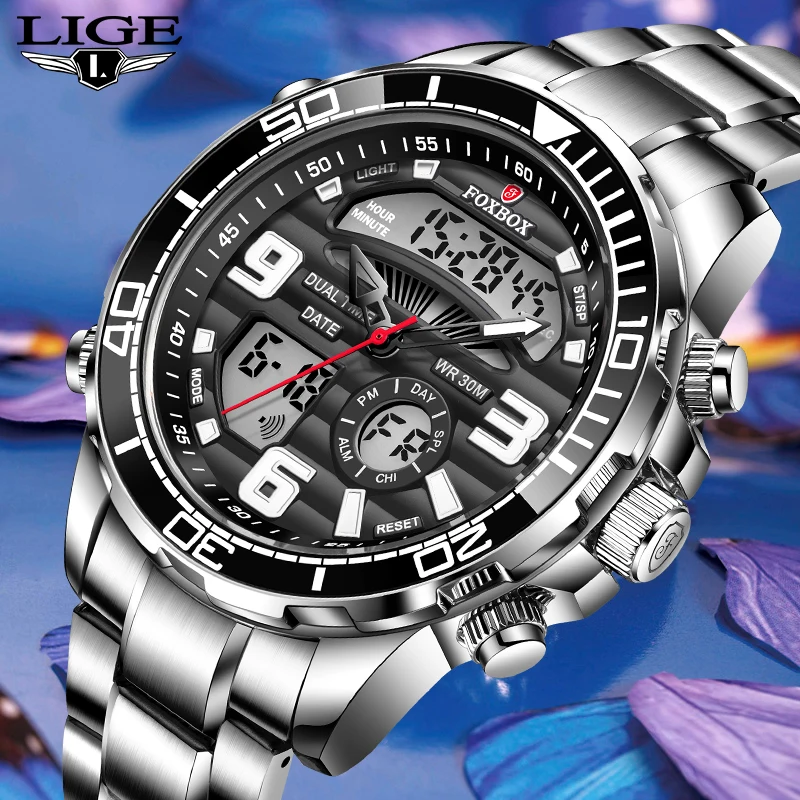 

LIGE New Luxury Men Watches Luminous Military Sport Mens Quartz Watch Waterproof Calendar Business Man Watch Relogio Masculino