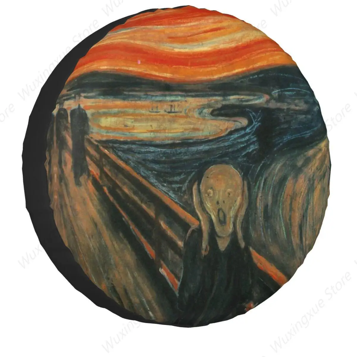 The Scream By Edvard Munch Spare Tire Cover for Jeep Hummer Famous Oil Painting Dust-Proof Car Wheel Covers 14