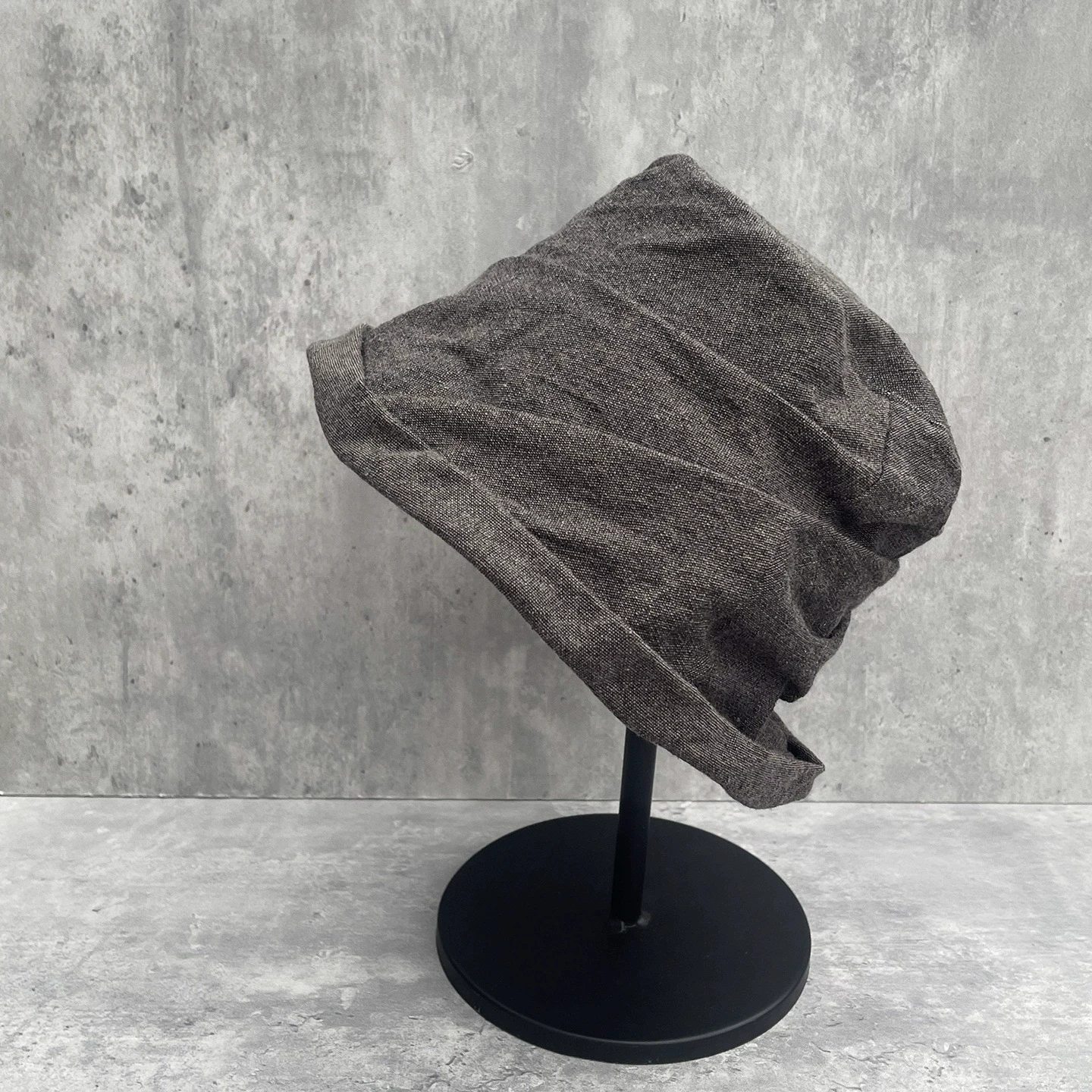 

Foggy Deep Linen Blend Textured Pleated Bucket Hat Summer Thin Rolled Edge Slouchy Beanies for Women