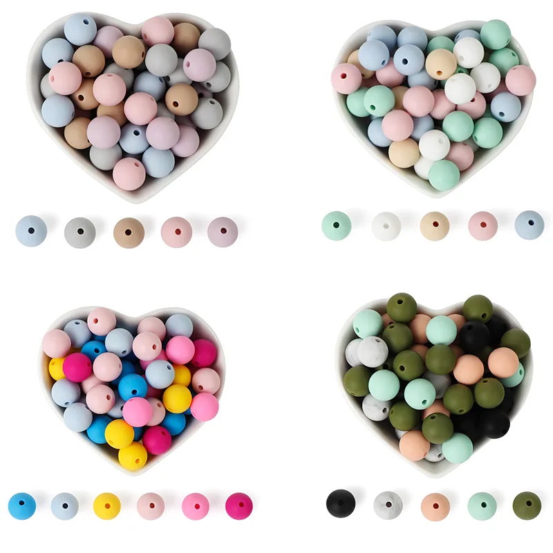 TYRY.HU 500pc Silicone Beads 12mm Baby Teething Necklace Balls For Baby Chew Toys Baby Bite Teethers Accessories Beads wholesale