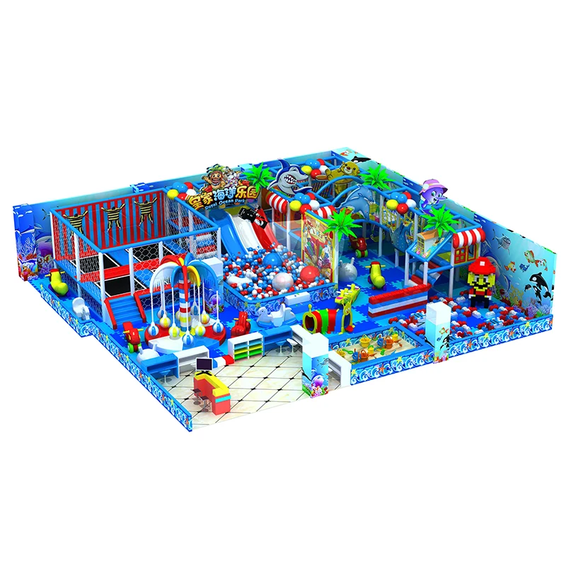 Large Luxury Indoor Ocean Theme Amusement Park Ball Slide Pipeline Children's Indoor Amusement Playground Safety