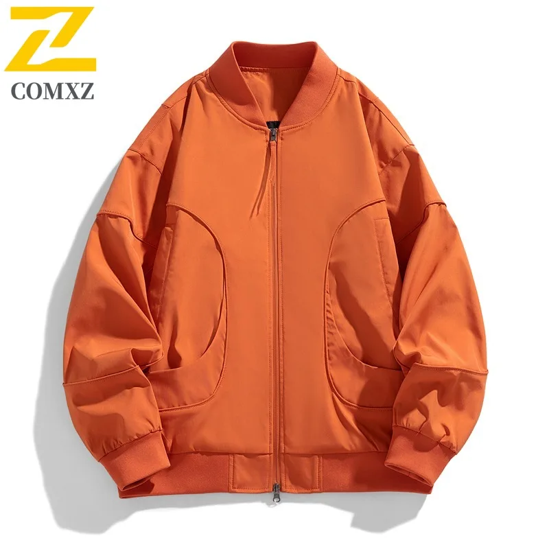 

COMXZ Мужская куртка для путешествий на открытом воздухе, модная классическая легкая ветровка с бейсбольным воротником, осенняя минималистичная верхняя одежда
