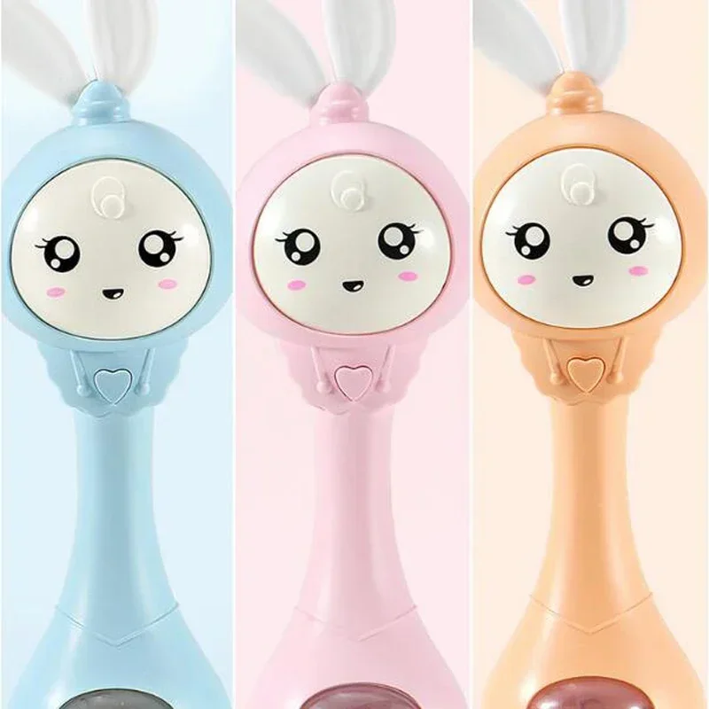 HOT Baby Rattles ทารกแรกเกิด Hand Bells ทรายค้อนของเล่นเพื่อการศึกษาหูนุ่ม Teether สําหรับเด็กทารก Light-up ดนตรีสําหรับเด็ก