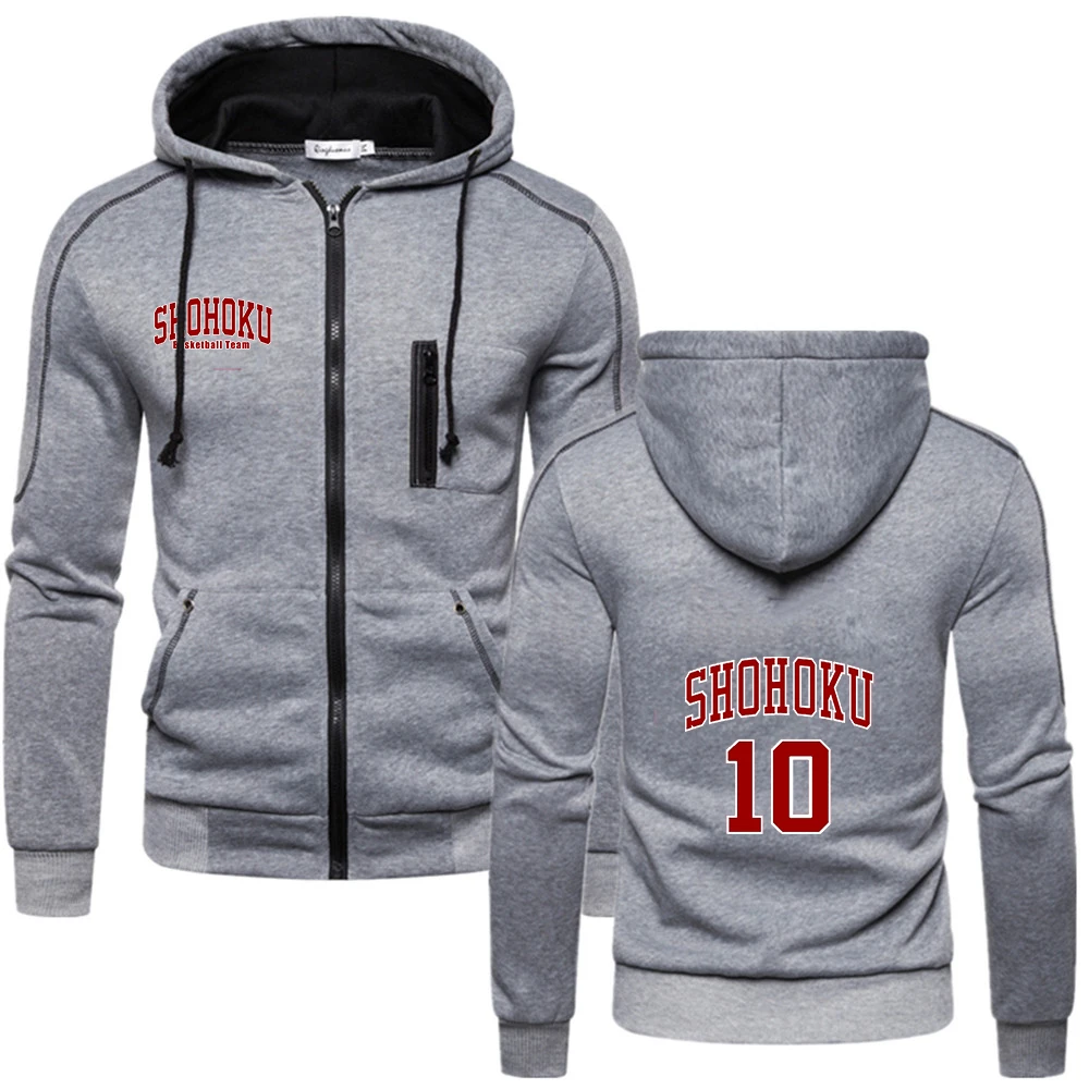 2025 Spring And Autumn Man's Solid Color Hoodies Anime Sakuragi Basketball number 10 Logo Print Popular Hooded Coat Jacket view 2