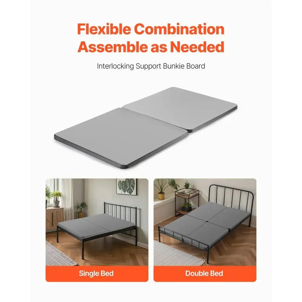 ل التوأم حجم Bunkie مجلس مرتبة خشبية دعم مع 200D أكسفورد القماش سهلة التجميع شرائح السرير 1.5 بوصة رمادي اللون 2 قطعة
