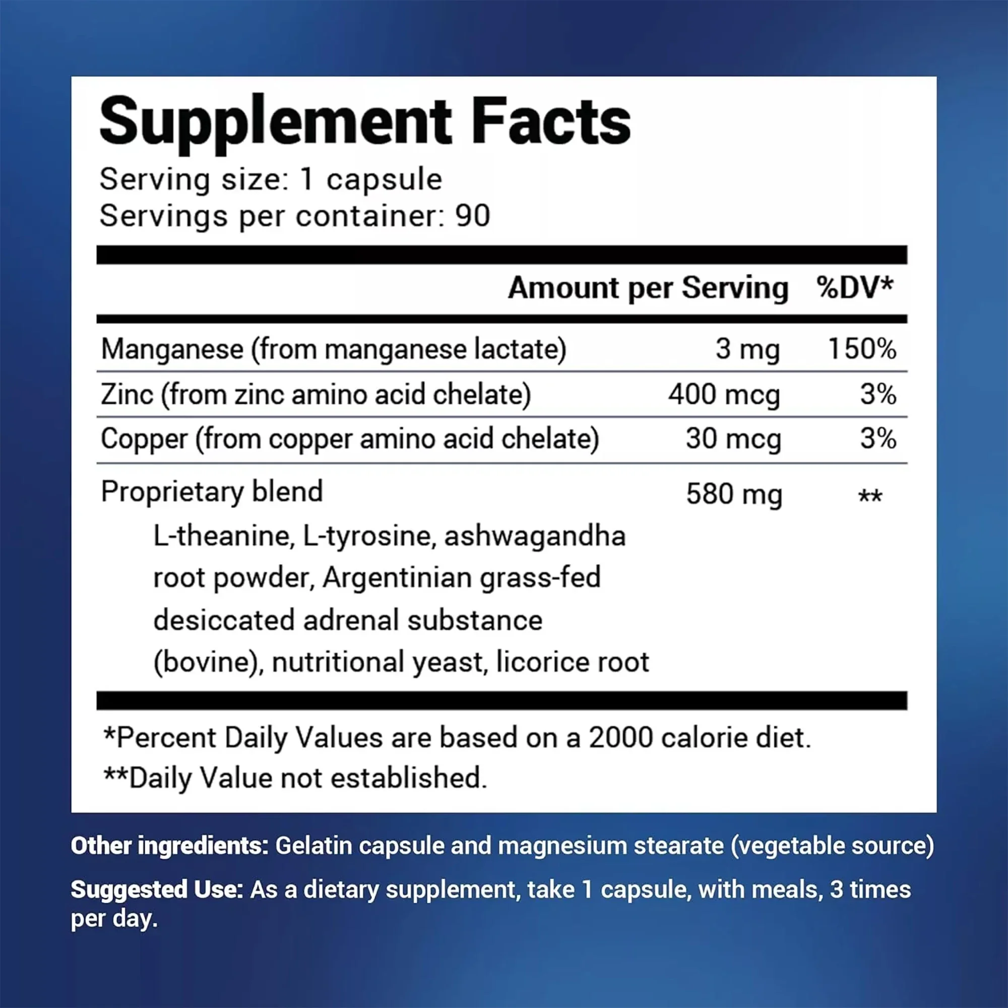 Adrenal Stress - Mood & Energy Support, Adrenal Support - L-theanine, Manganese, Zinc