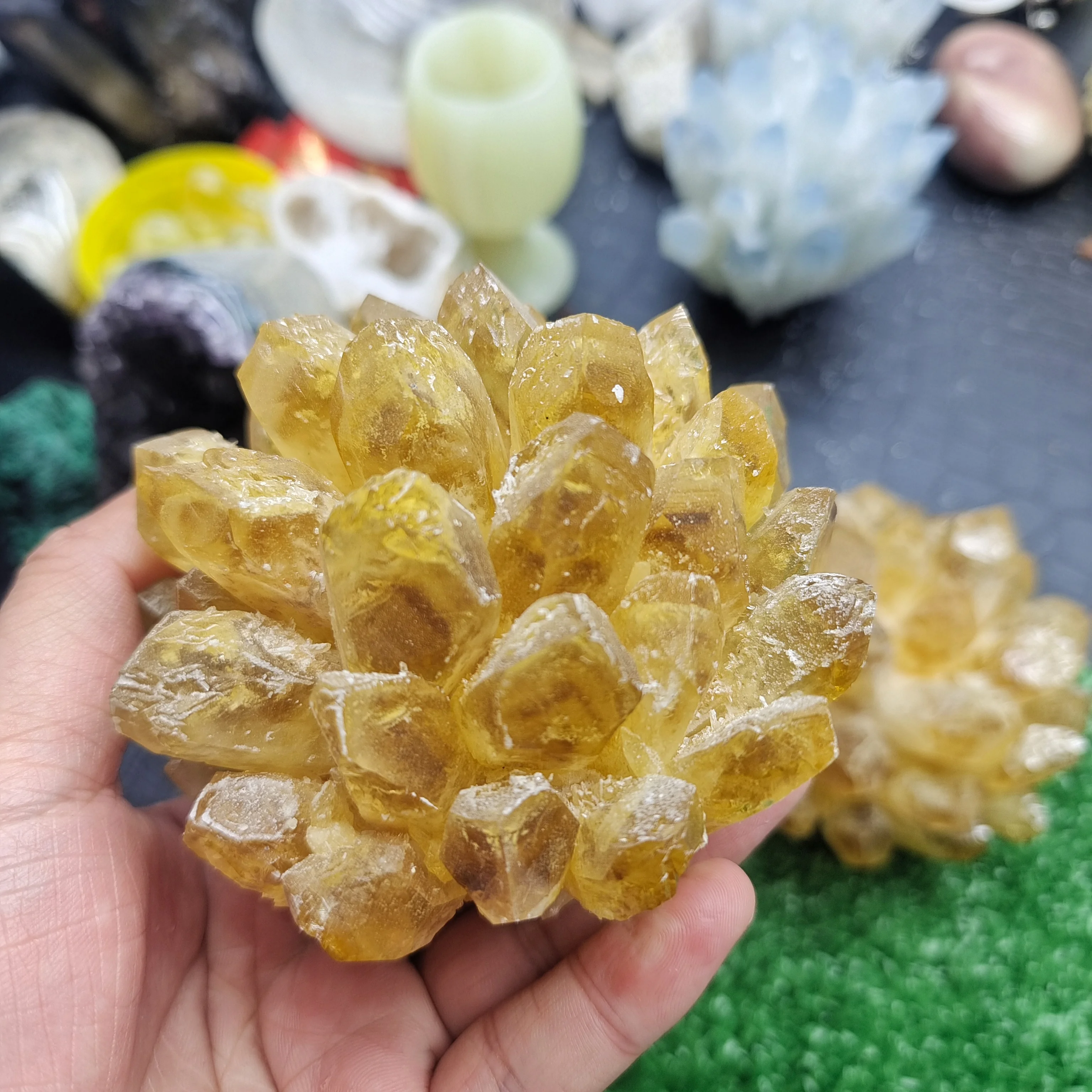 Imagem -04 - Pedra de Quartzo Citrino Natural Bonita Cluster de Cristal Cura do Espécime Mineral Amarelo Home Decor Decoração Ornamentos Topo