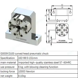 Mandrino pneumatico a testa curva D100 per mandrino per incisione CNC di precisione con bloccaggio dell'elettrodo della macchina EDM applicare all'interfaccia ER/3R