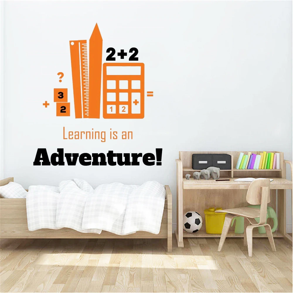 

Mathematics Science Ruler Pencil Wall Decals Vinyl Stickers For School Math Classroom Decor Murals Removable Wallpaper HJ1689