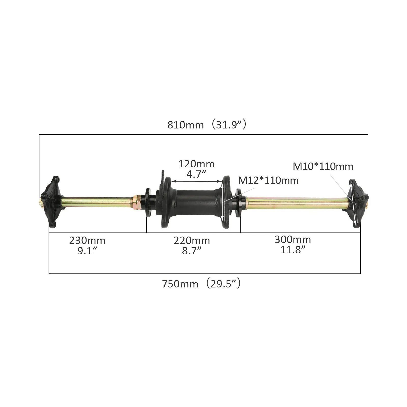 32'' Rear Shaft Axle Kits Assembly 19x7.0-8'' Tire Wheel for GY6 ATV Quad