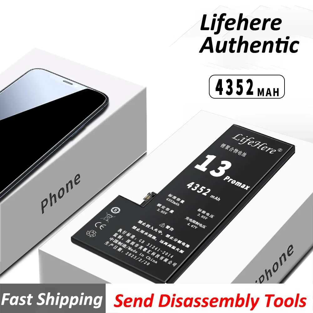 

2025 YEARLifehere 4352mAh Battery For Apple IPhone 13 PRO MAX/13PM High Capacity Phone Batteries