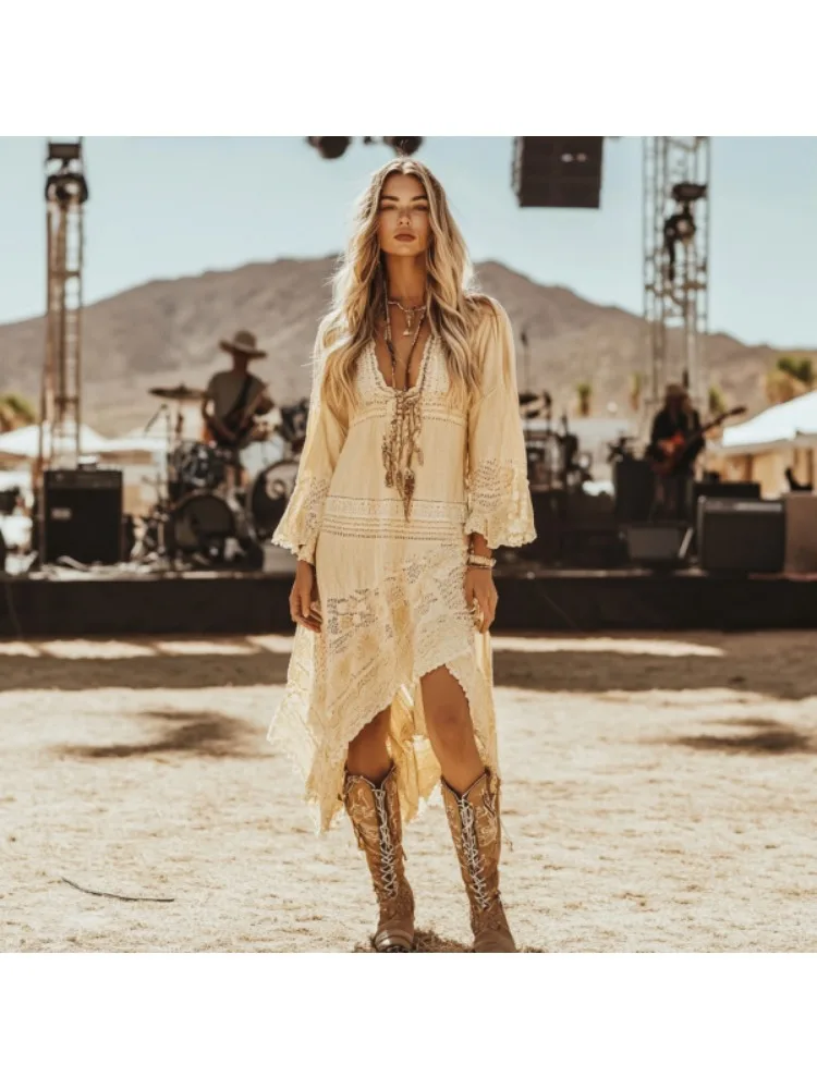 Retro Womens Floral Breathable Casual Dress Long Skirt Vintage Boho Tribal Print SummerWomens Loose Fit Bohemian Long Dress