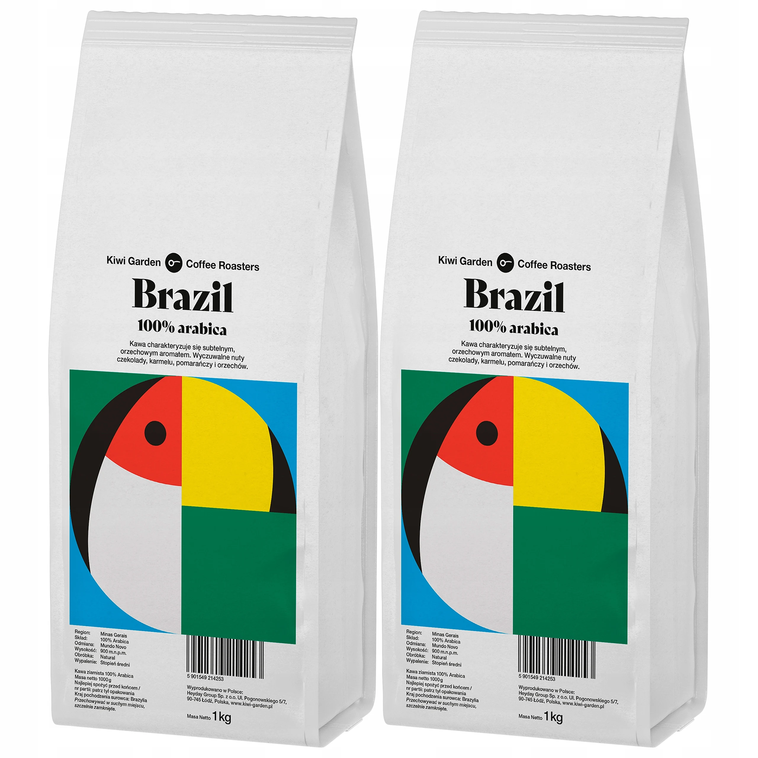 Coffee beans Freshly roasted KIWI GARDEN 2x1kg BRAZIL