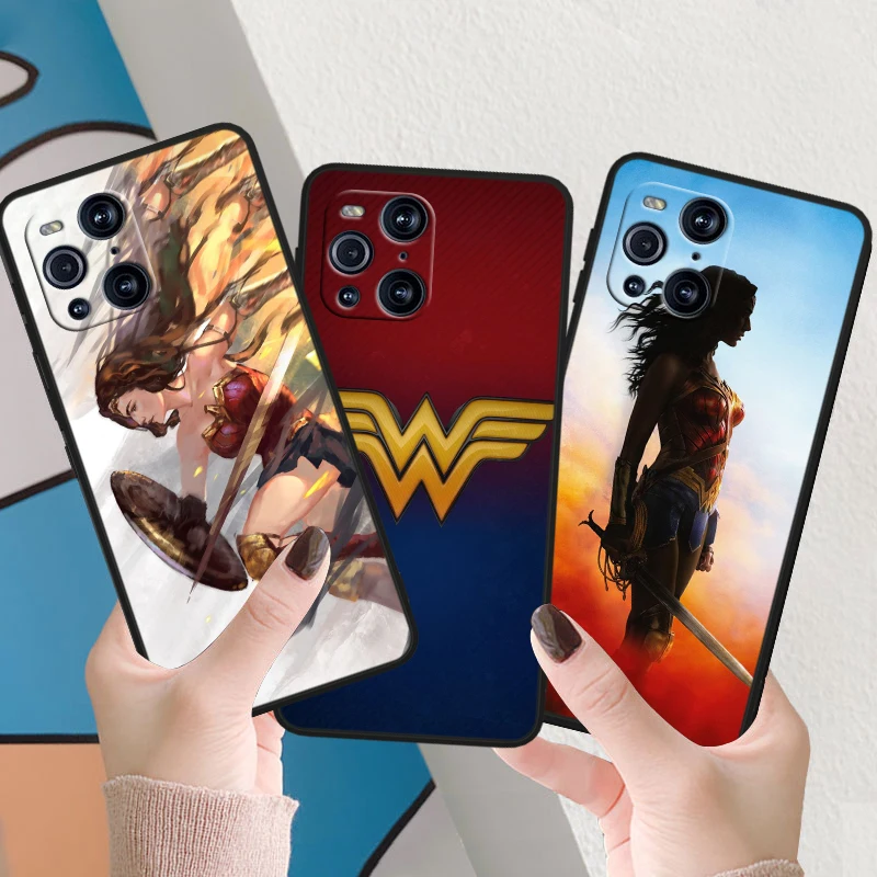 W-wonders Woman Cute For OPPO Find X6 X5 X3 X2 F21S F21 Pro Lite Neo Black Silicone Fundas Soft Phone Case