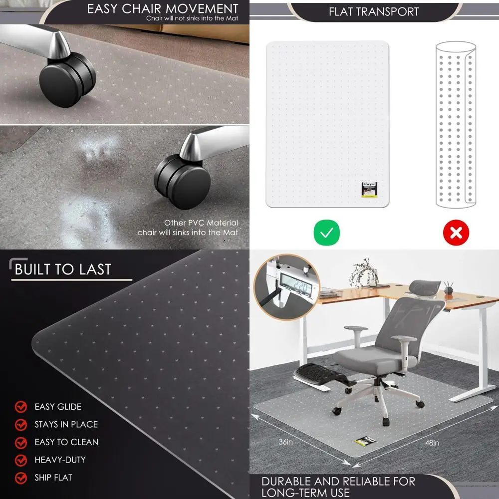 Clear Heavy Duty 36x48 Computer Chair Mat, Under Desk Protector, Easy Movement on Carpet