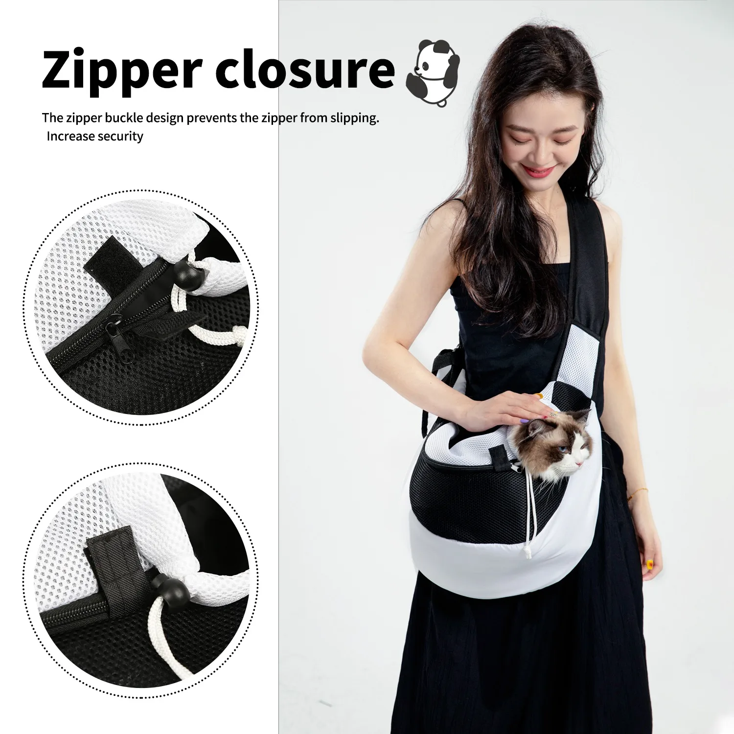 Pet Dog Sling Carrier Panda Color Breathable Mesh Travel Safe Sling Bag Carrier for Dogs Cats Accessories