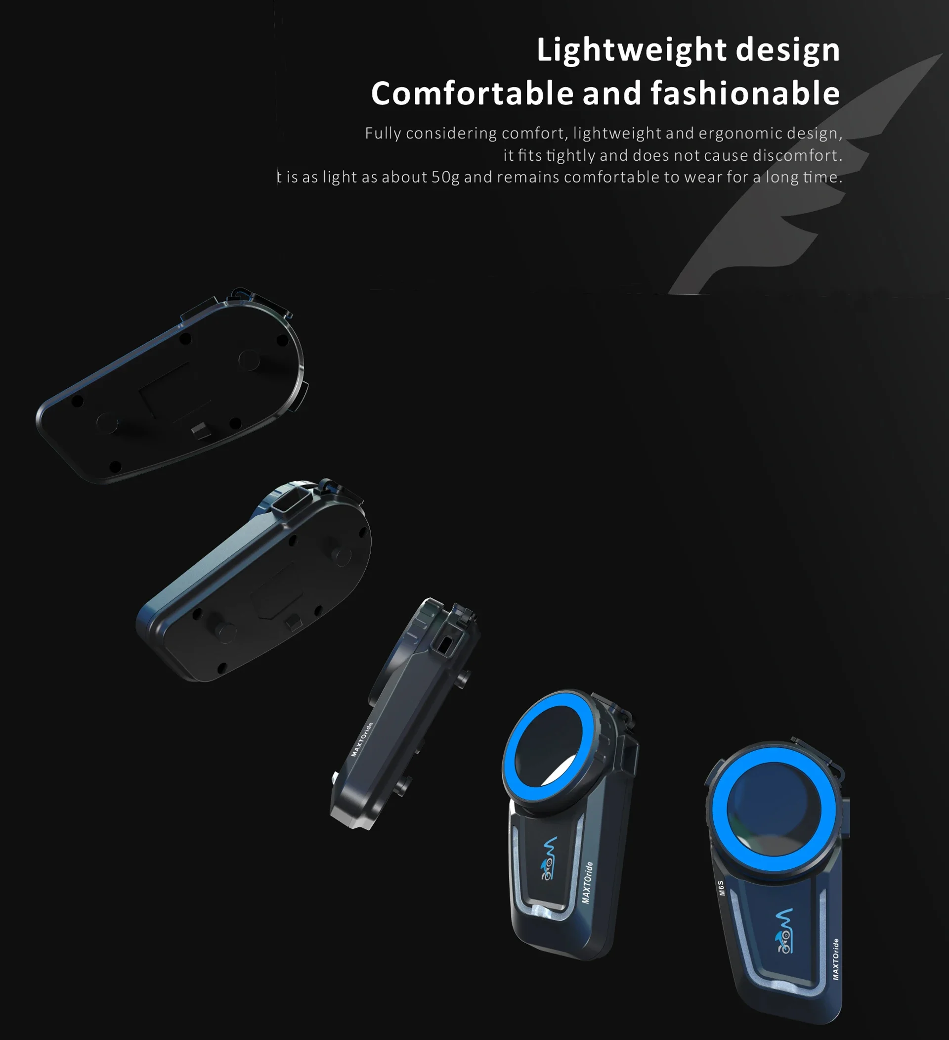 Maxto M6s Motorcycle Bluetooth Helmet Headset Intercom Distance 1000 Meters Supports Music Sharing BT5.0 IP67 Waterproof image 6