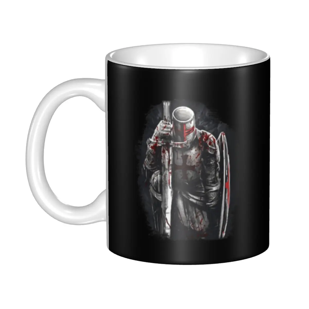 

Brave Rosary Crusader Warrior Mug Personalized Medieval Shield Cross Knights Templar Coffee Ceramic Mug Creative Present