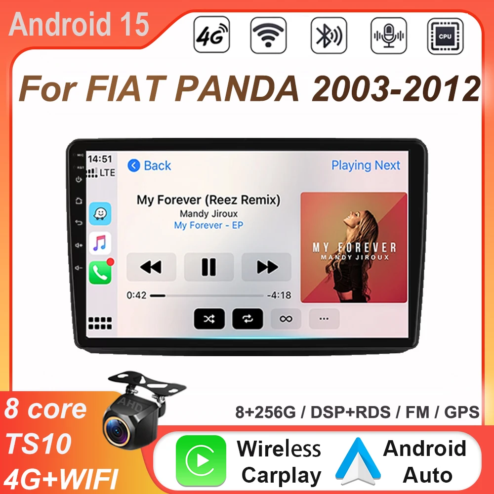 Car radio For Fiat Panda 2003 2004 2005 2006-2012 Carplay Android15 Auto Head Unit  Stereo Multimedia Player DSP Screen 2Din DVD