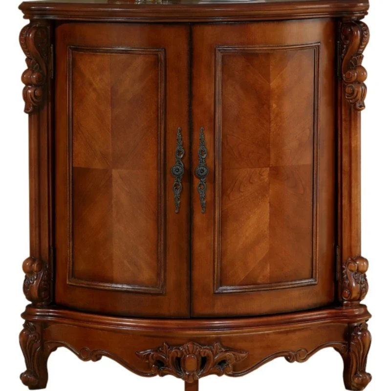 

American retro corner solid wood low cabinet, living room furniture corner storage fan-shaped triangular cabinet