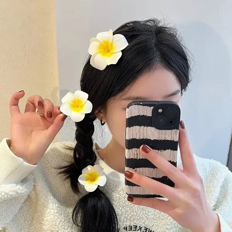 Plumeria Flower Hair Clips For Women Hairpins Girls Side Bangs Clips Flower Barrette Hawaiian Wedding Party Bag Hat Accessories