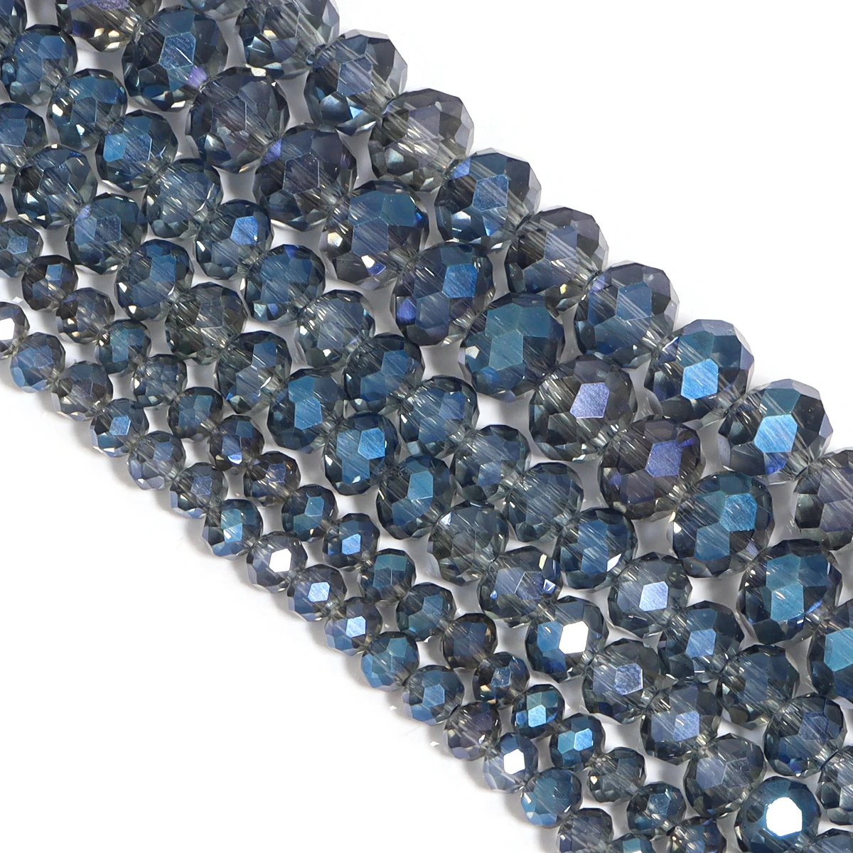 Perline di vetro cristallo austriaco sfaccettato blu trasparente 4 6 8mm Perline distanziatrici rondelle sciolte per creazione di gioielli Bracciale fai da te 15'' pollici