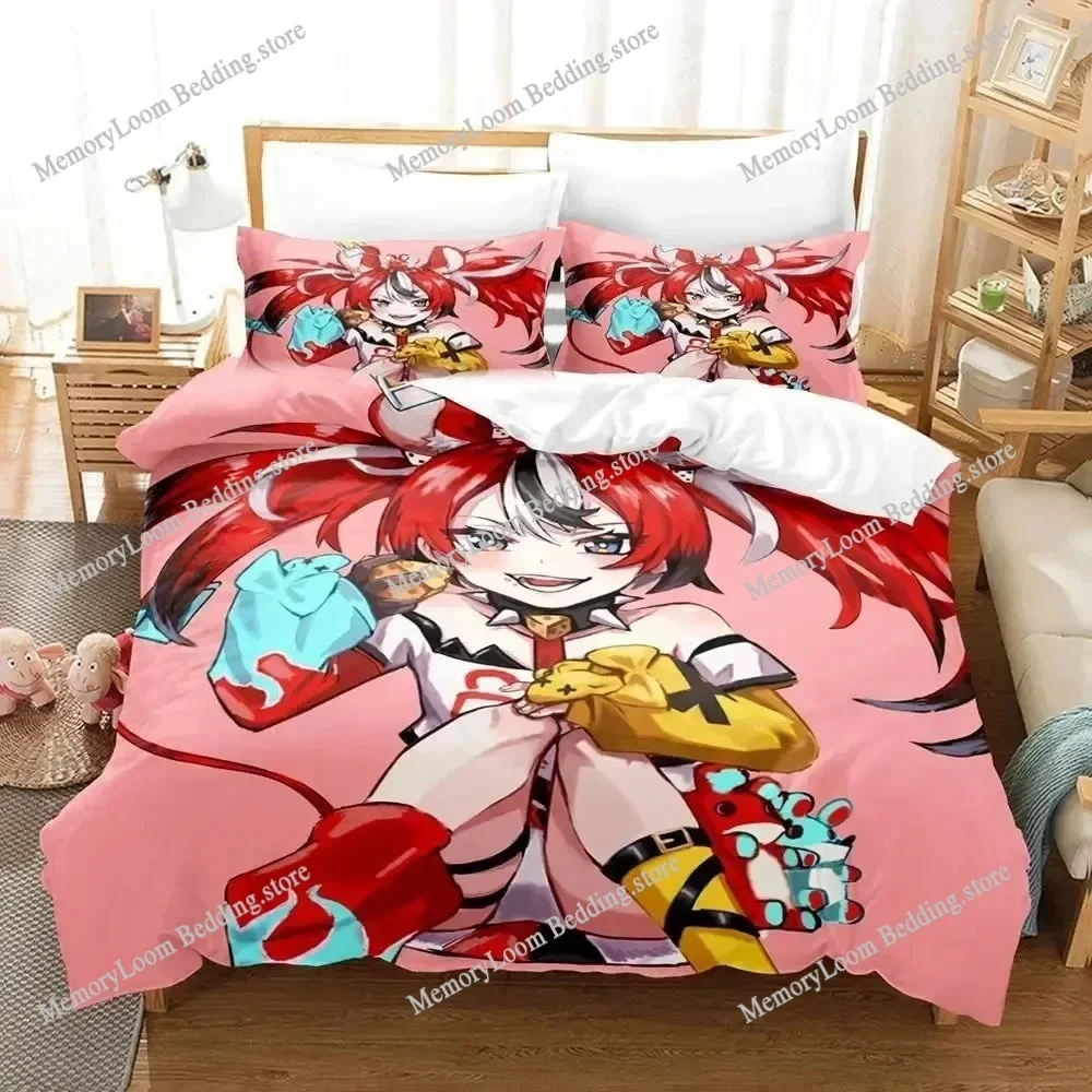 3D Print Hakos Baelz Anime Bedding Set Duvet Cover Bed Set Quilt Cover Pillowcase Comforter king Queen Size Boys Adult Bedding