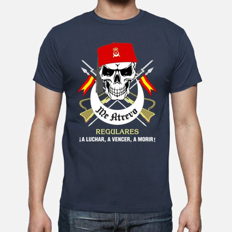 Spanish Legion Regulares Calavera, Legión Española T-Shirt 100% Cotton O-Neck Summer Short Sleeve Casual Mens T-shirt Size S-3XL