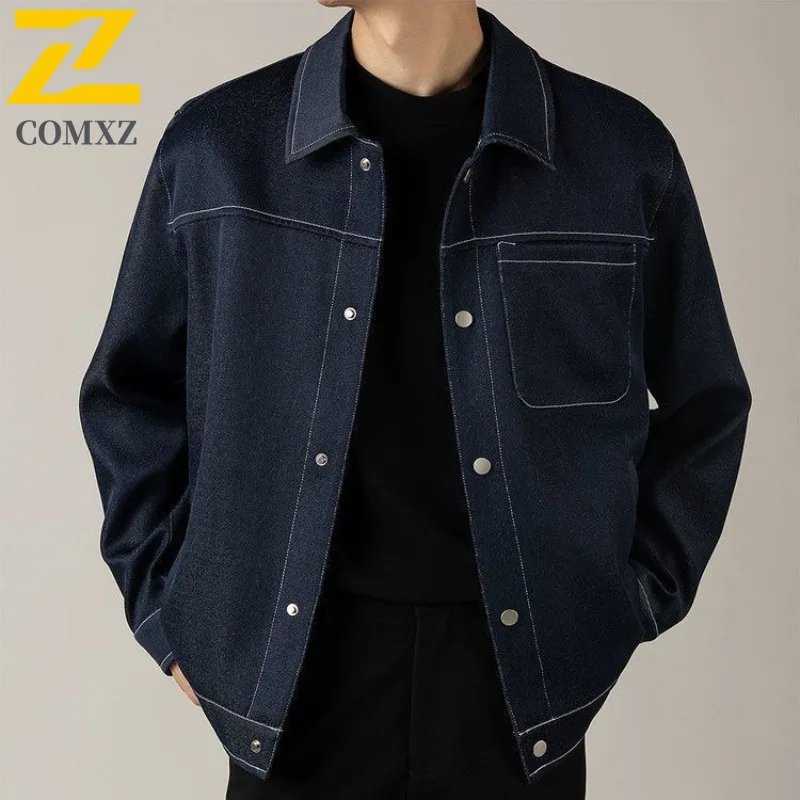 

COMXZ 2025 Men Jacket Turn Down Collar Outdoor Hiking Travel Camping Windbreaker Jackets New Casual Spring Autumn Loose Coat