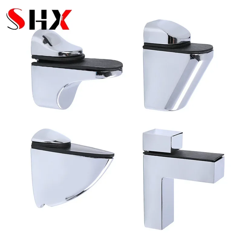 

4pcs Adjustable Zinc Alloy Glass Clamp Shelf Clip Bracket Support Shelf Holder Stainless Steel Holder For Glass Wood Shelves