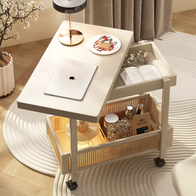 

Side table coffee table movable sofa side cabinet small apartment folding cart living room storage rack corner table