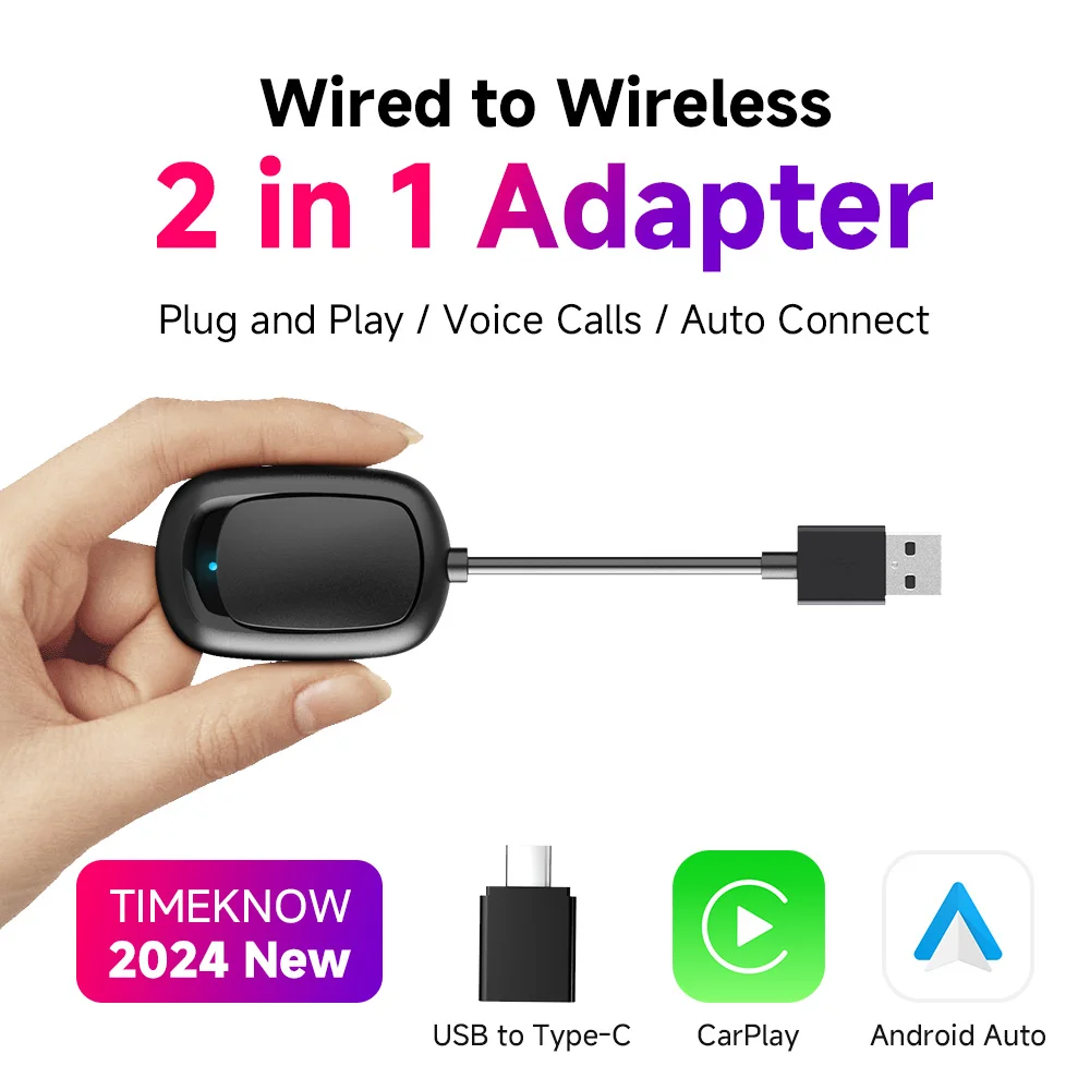 TIMEKNOW Wireless CarPlay Android Auto Wireless Adapter Smart Mini Box Plug and Play WiFi Fast Connect Universal For Nissan