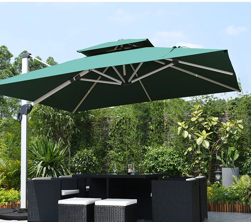 3x4meter Luxury Garden umbrella aluminum patio parasol garden outdoor awning canopy led light foldable umbrella large windproof