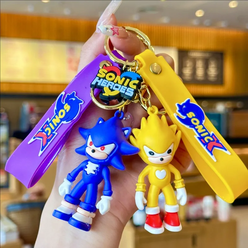 MINISO1-6pcsCartoon Sonic mouse keychain car anime cute key pendant doll bag hanging decoration keychain small gift