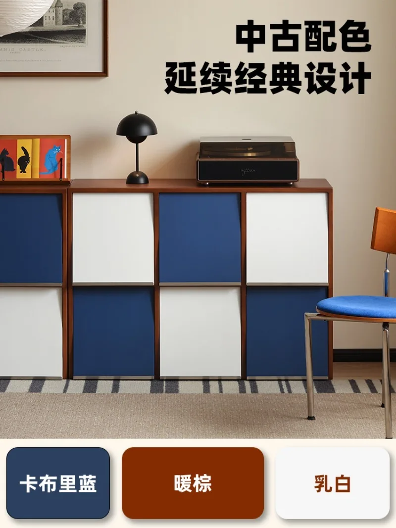 Solid wood bookcase Bauhaus combination module cabinet antique dining side cabinet household floor cabinet