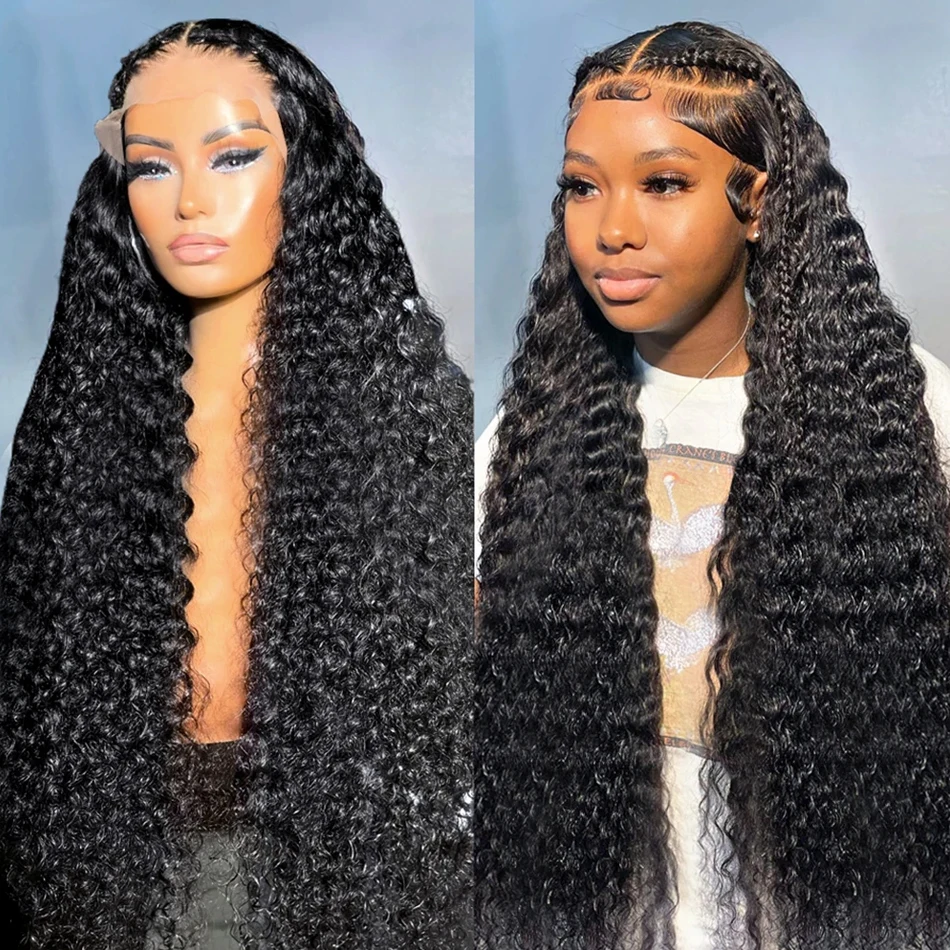 34 36 Inch Brazilian Loose Deep Wave 13x4 HD Lace Front Wig 220 Density Transparent Water Curly Frontal Human Hair Wig For Women