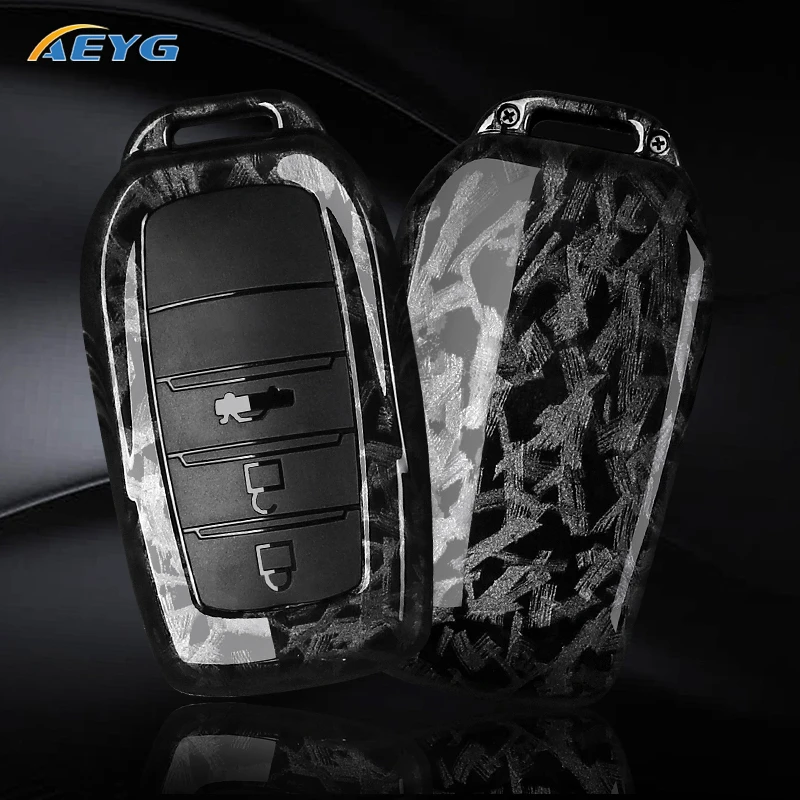 Funda para llave de coche de fibra de carbono ABS, accesorios para Toyota CHR Hilux Fortuner Land Cruiser 200 Camry Corolla Crown RAV4 Highland