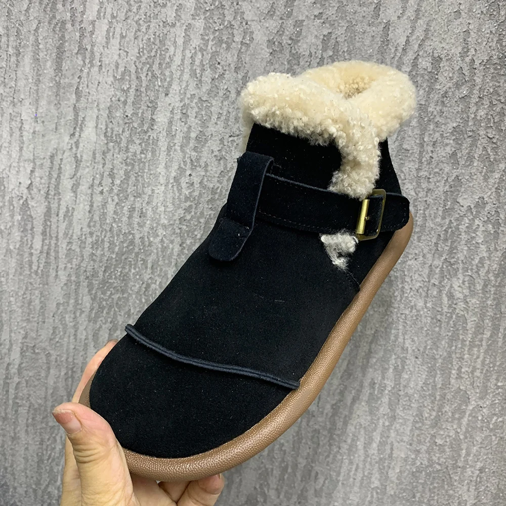 Fashion Leather Women Boots Warm Fur Snow Boots Antislip Casual Plush Winter Women Shoes Plus Size Female Ankel Boots