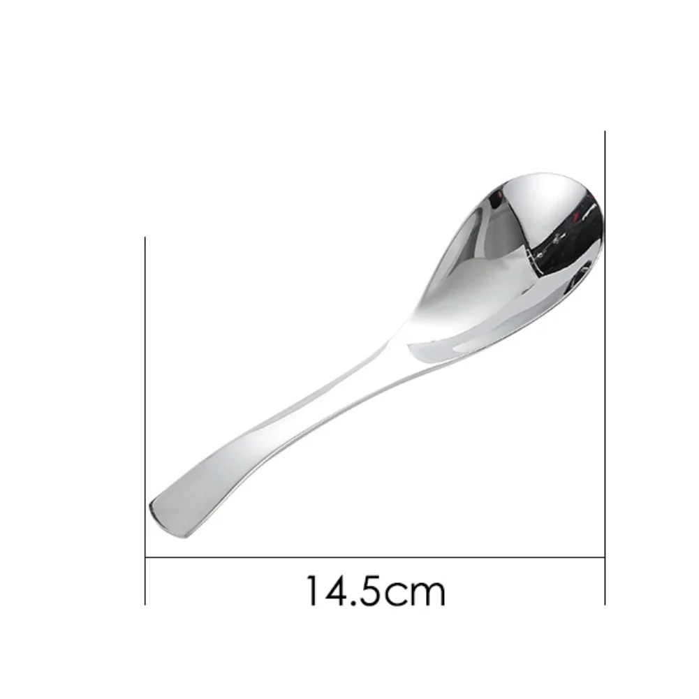 304 Stainless Steel Spoon for Soup and Rice - Food Safe Thickened Utensil with Smooth Brushed Finish and Wide Head